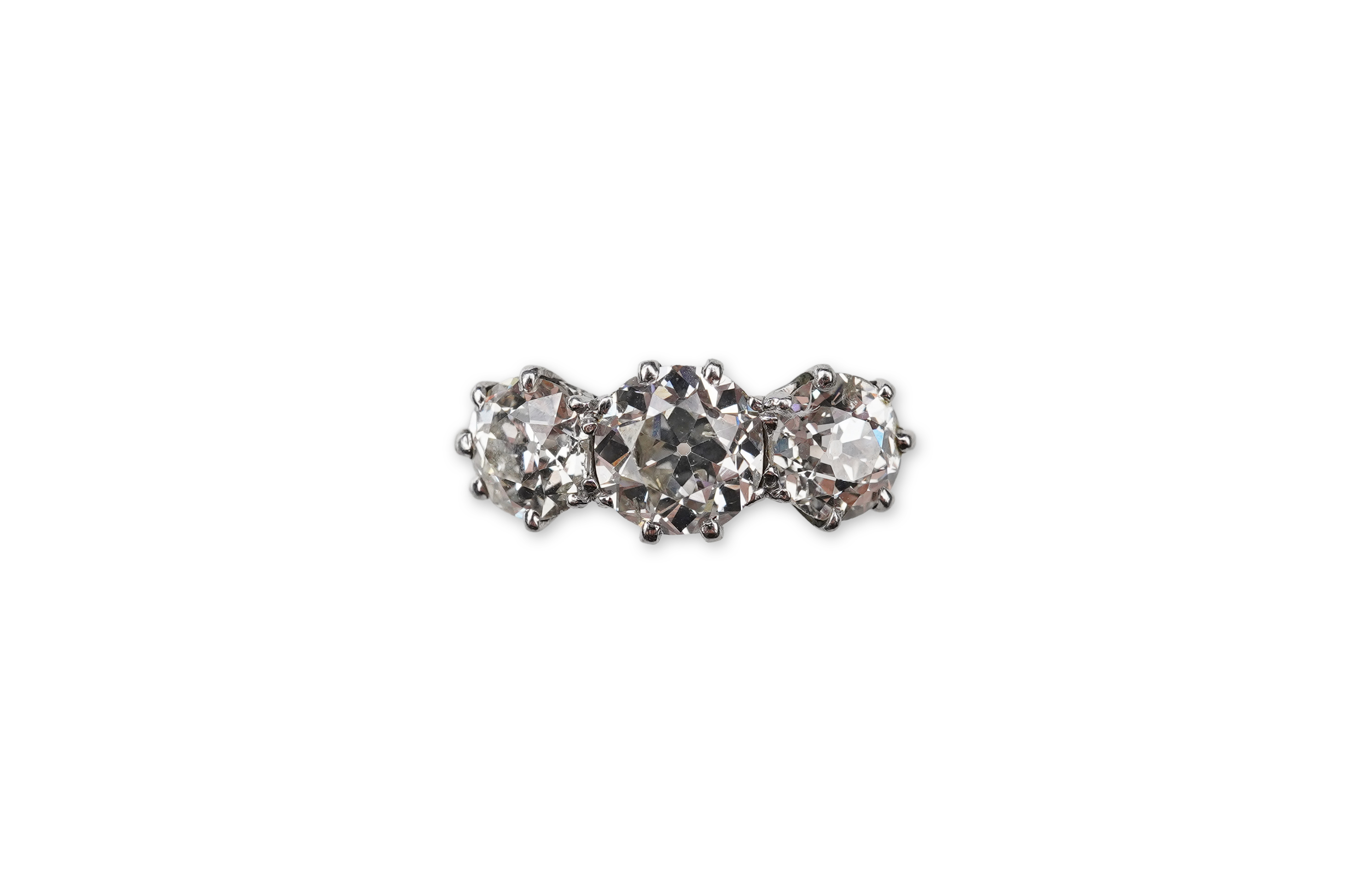 A diamond three-stone ring, early 20th century